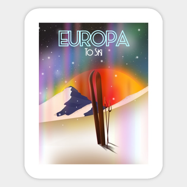 Europa To Ski Sticker by nickemporium1